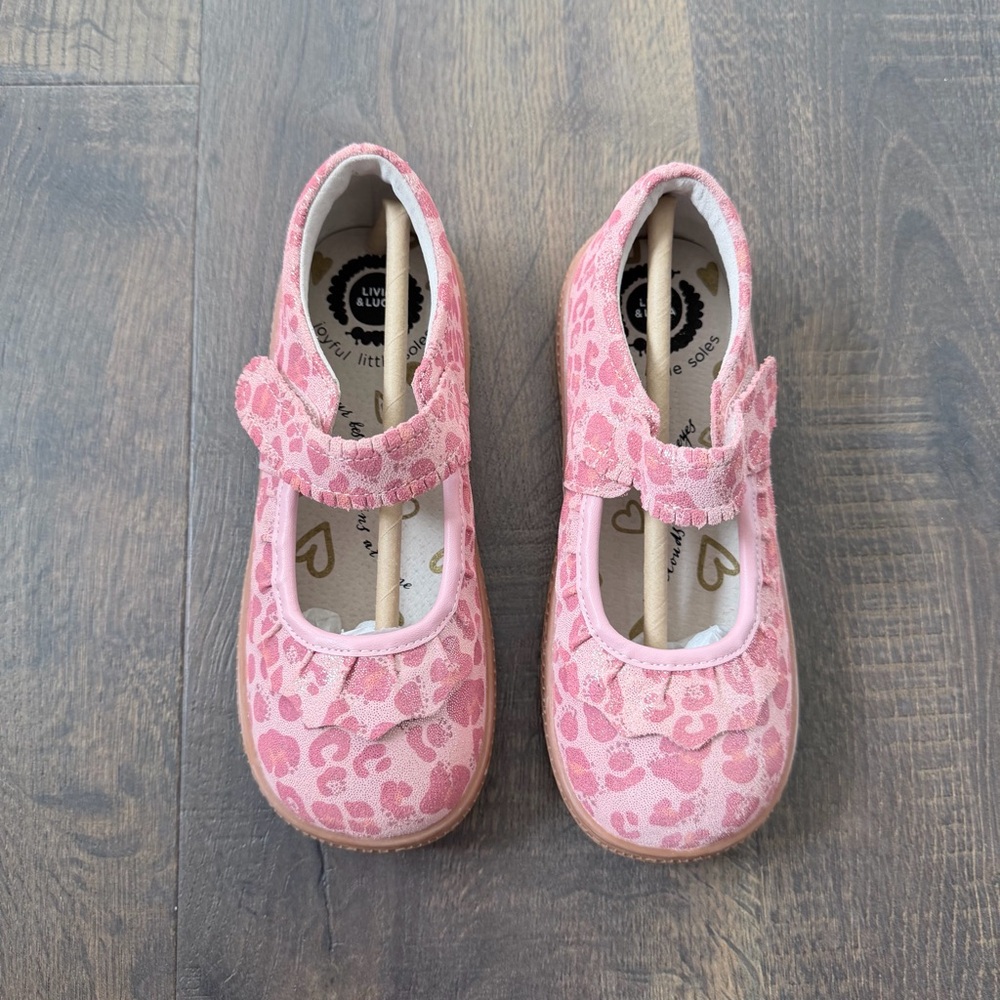 NEW Livie & Luca Ruche Classic Mary Jane | Pink Leopard Shimmer | Size: 13 - Picture 2 of 7